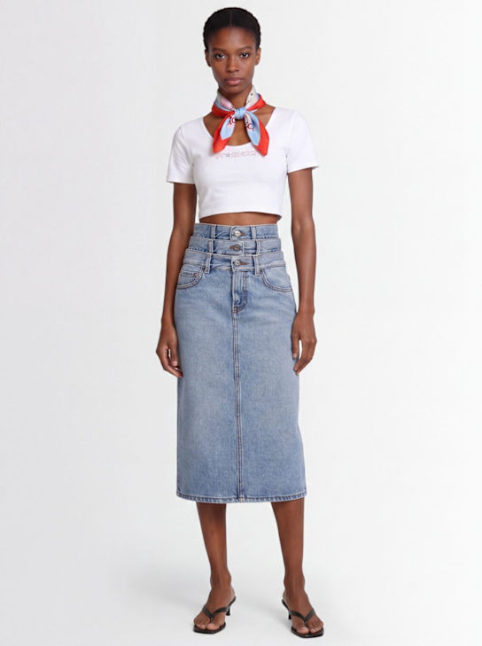 Fiorucci: Triple-layer denim mini skirt - ブルー - women_1 | Luisa Via Roma