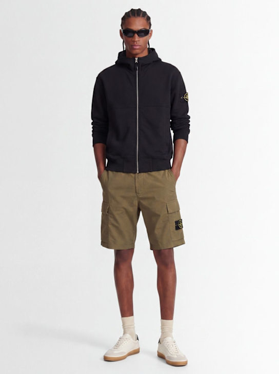 Stone Island: Heavy cotton sweatshirt hoodie - Black - men_1 | Luisa Via Roma