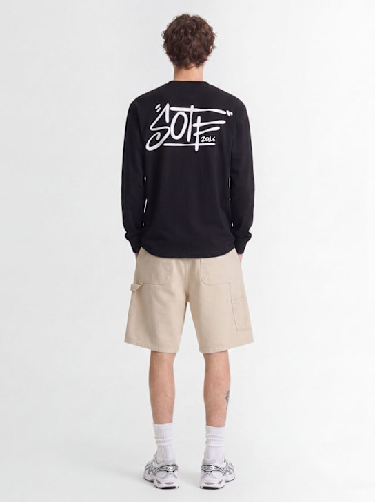 SOTF: Tag printed cotton long sleeve T-shirt - Black - men_1 | Luisa Via Roma