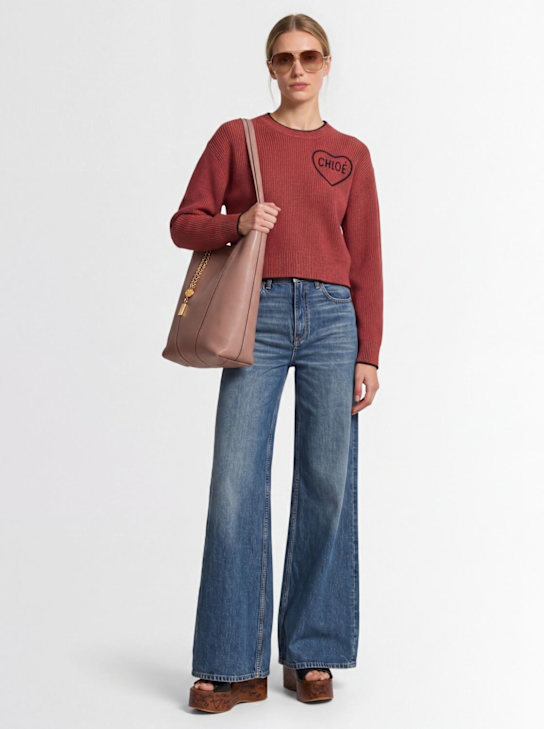Chloé: Pullover aus Wollmischstrick mit Stickerrei - Rosa - women_1 | Luisa Via Roma