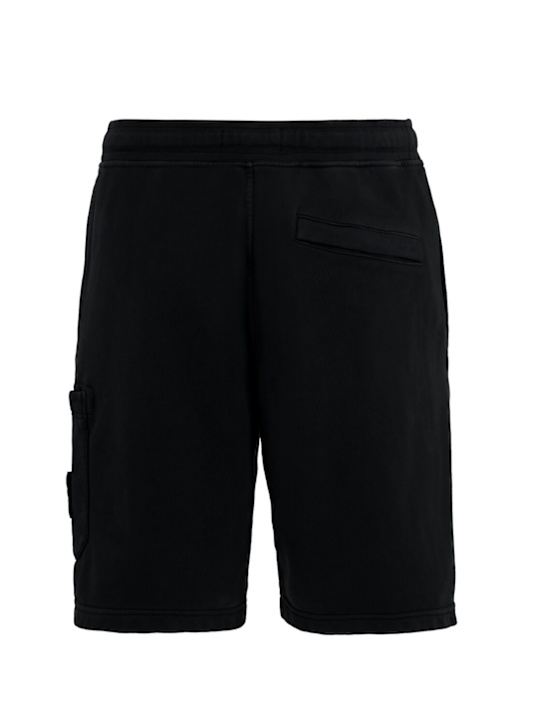 Stone Island: Logo cotton sweat shorts - Negro - men_1 | Luisa Via Roma
