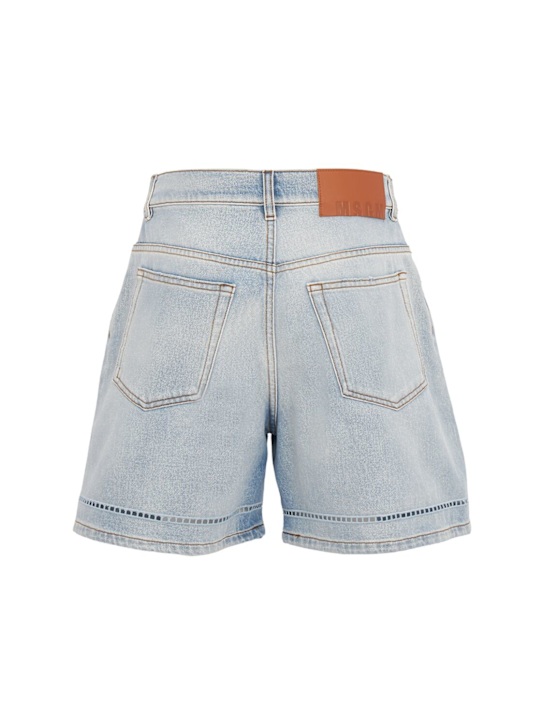 MSGM: Cotton denim shorts - 天蓝色 - women_1 | Luisa Via Roma