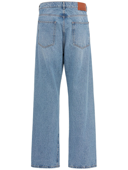 MSGM: Grass stain loose denim jeans - 蓝色 - men_1 | Luisa Via Roma
