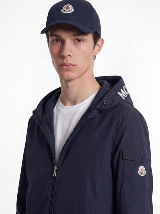Moncler: Logo cotton gabardine baseball cap - Navy - men_1 | Luisa Via Roma