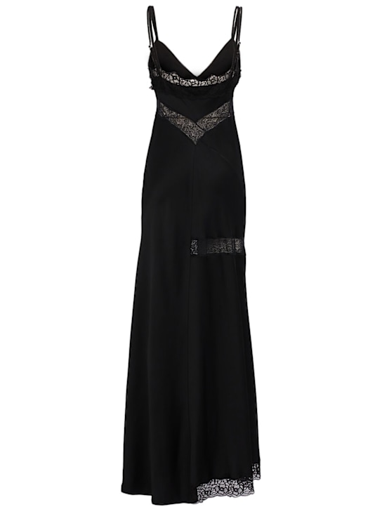 MSGM: Satin long dress with lace - 黑色 - women_1 | Luisa Via Roma