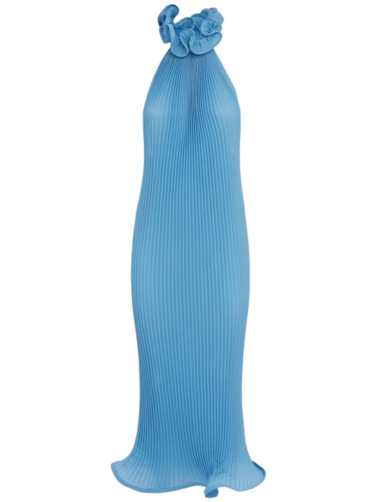 Rowen Rose: Pleated georgette long dress - 浅蓝色 - women_0 | Luisa Via Roma