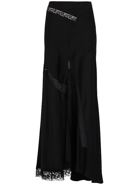MSGM: Lace & satin long skirt - Black - women_0 | Luisa Via Roma