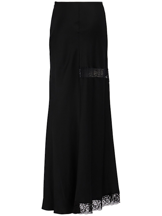 MSGM: Lace & satin long skirt - Black - women_1 | Luisa Via Roma