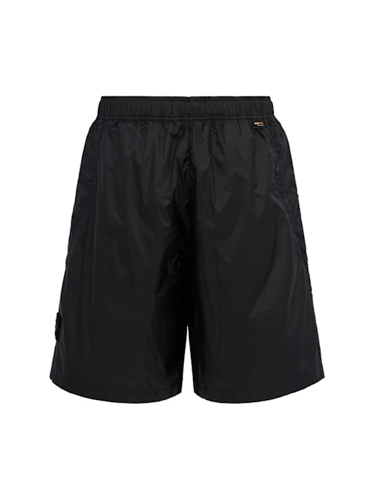 Stone Island: Logo nylon loose wide shorts - 海军蓝 - men_1 | Luisa Via Roma