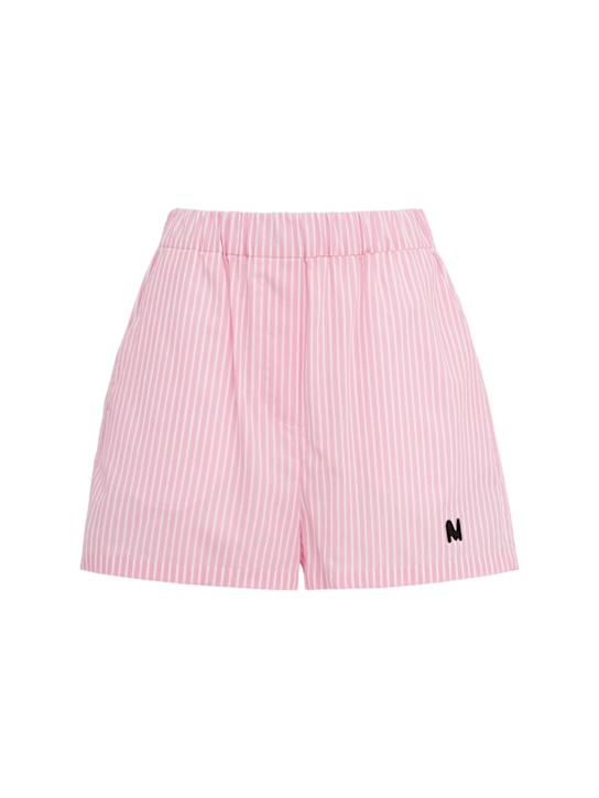 MSGM: Striped boxer-style shorts - 粉色/白色 - women_0 | Luisa Via Roma