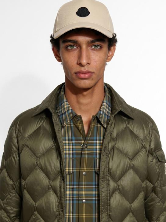 Moncler: Logo cotton gabardine baseball cap - Agate Grey - men_1 | Luisa Via Roma