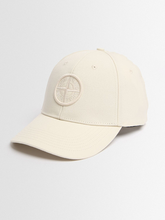 Stone Island: Logo棉质棒球帽 - 象牙色 - men_1 | Luisa Via Roma