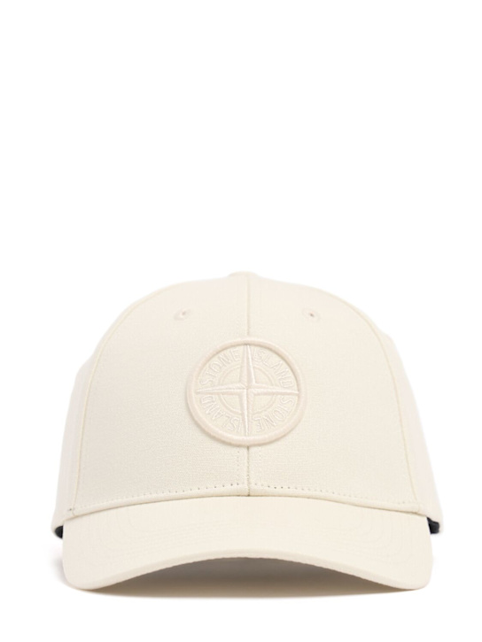 Stone Island: Logo棉质棒球帽 - 象牙色 - men_0 | Luisa Via Roma