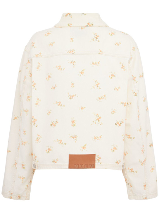 MSGM: Embellished denim jacket - ホワイト/マルチ - women_1 | Luisa Via Roma