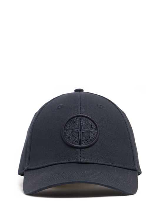 Stone Island: Logo棉质棒球帽 - 海军蓝 - men_0 | Luisa Via Roma