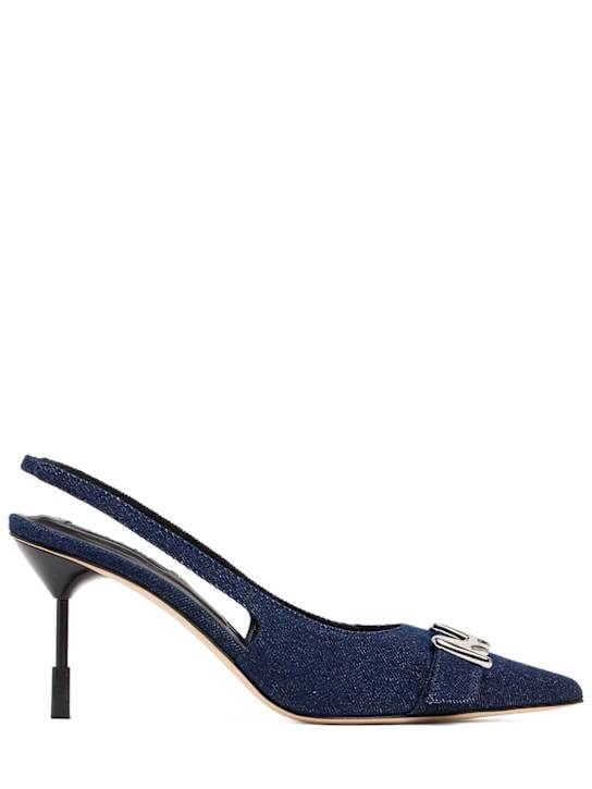MSGM: Denim sling back heels - 蓝色 - women_0 | Luisa Via Roma