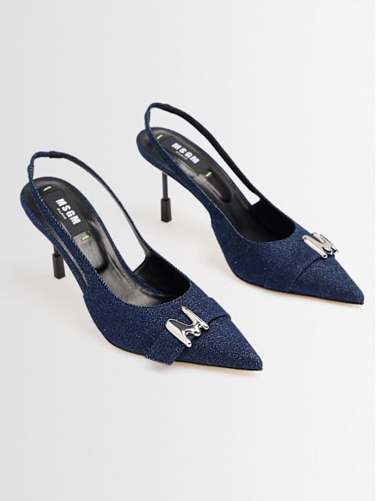 MSGM: Denim sling back heels - 蓝色 - women_1 | Luisa Via Roma