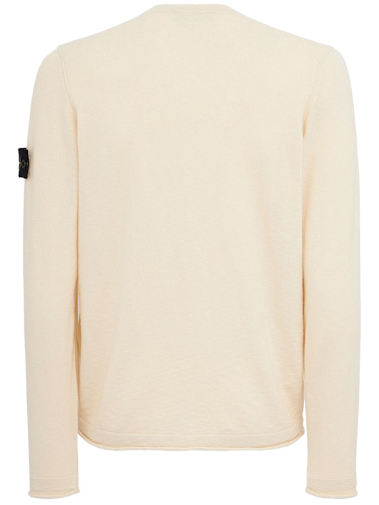 Stone Island: 圆领棉质毛衣 - 象牙色 - men_1 | Luisa Via Roma