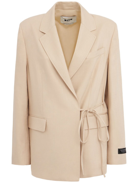 MSGM: Self-tie blazer - 米黄色 - women_0 | Luisa Via Roma