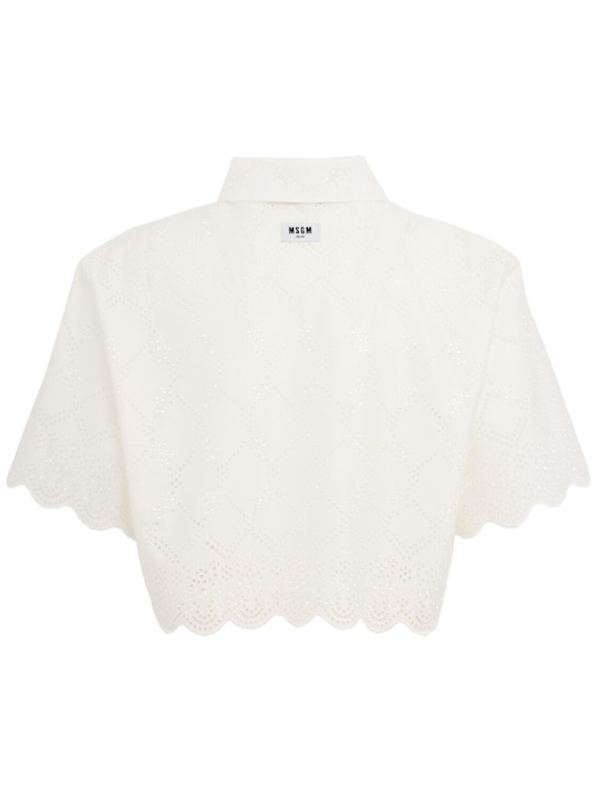 MSGM: Cropped eyelet lace shirt - ホワイト - women_1 | Luisa Via Roma