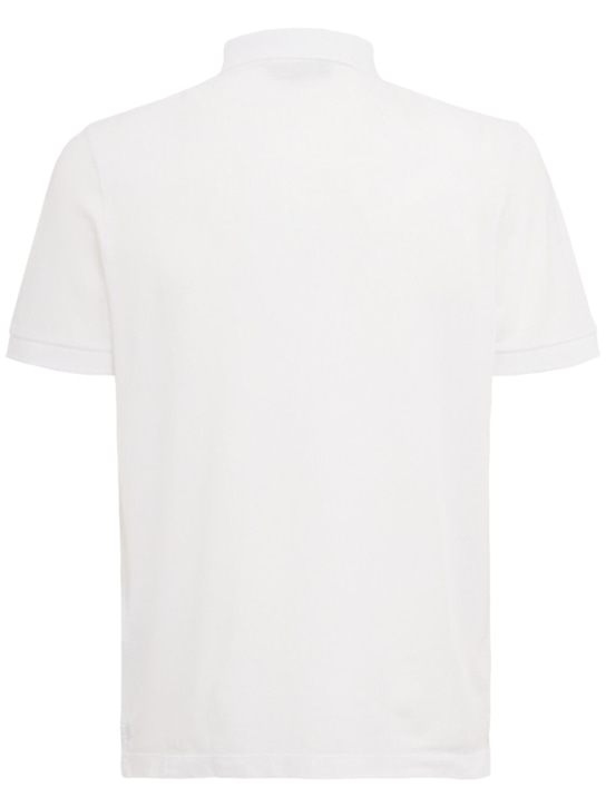 Stone Island: Logo贴片棉质POLO衫 - 白色 - men_1 | Luisa Via Roma