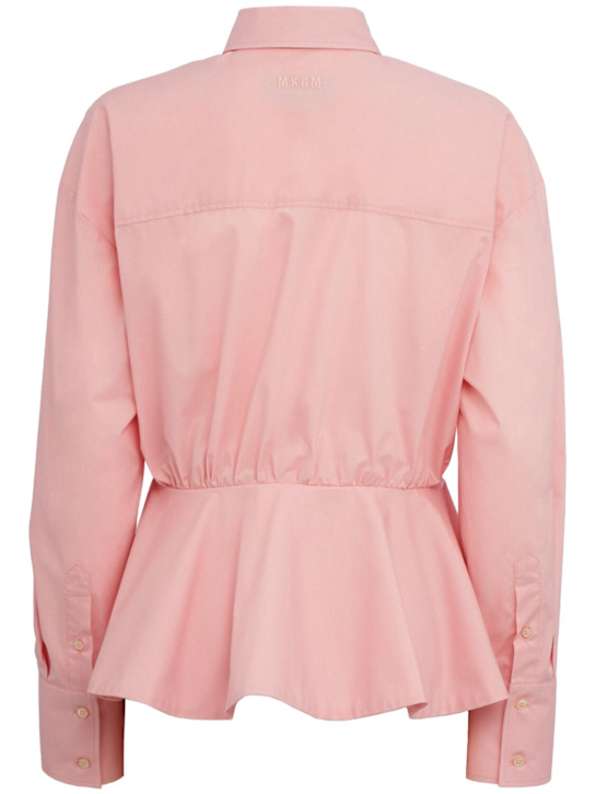 MSGM: Cotton poplin shirt w/ peplum - 粉色 - women_1 | Luisa Via Roma