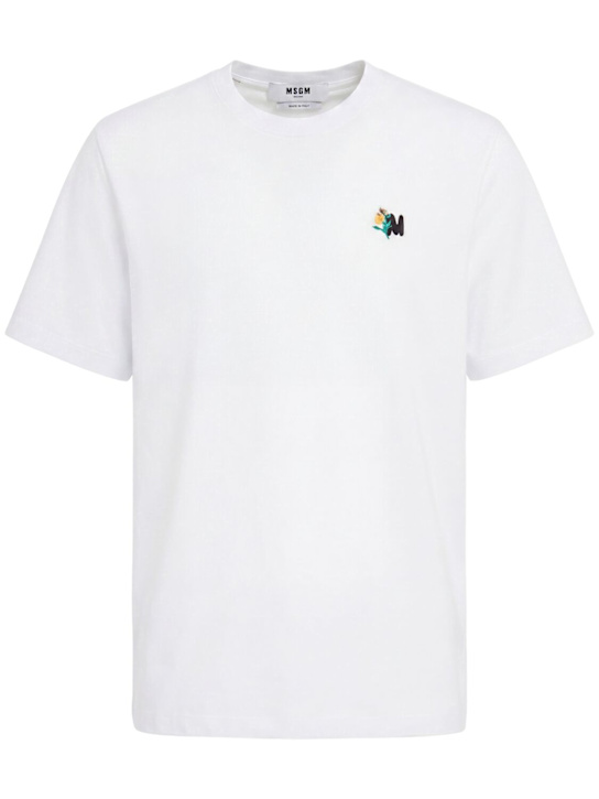 MSGM: Logo cotton t-shirt - Optisches Weiß - men_0 | Luisa Via Roma