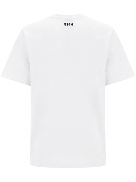 MSGM: Logo cotton t-shirt - Optisches Weiß - men_1 | Luisa Via Roma