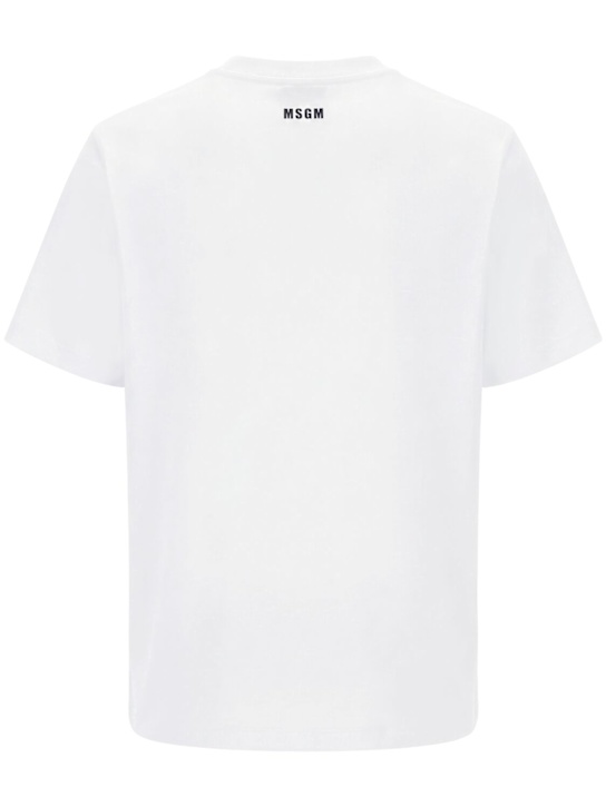 MSGM: Logo cotton t-shirt - Optic White - men_1 | Luisa Via Roma