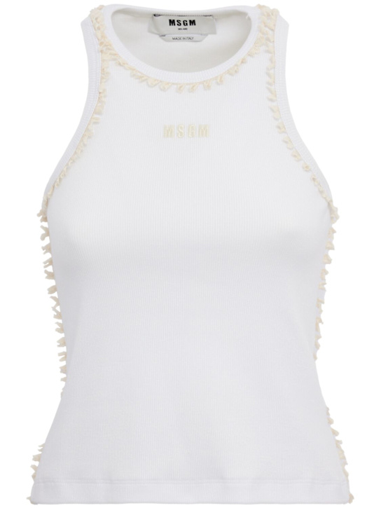 MSGM: Cotton blend tank top - White - women_0 | Luisa Via Roma