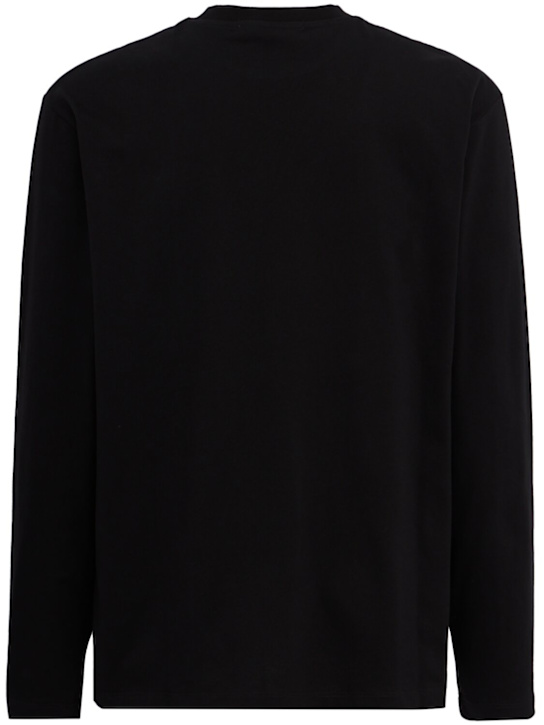 MSGM: Logo long sleeve cotton t-shirt - 黑色 - men_1 | Luisa Via Roma