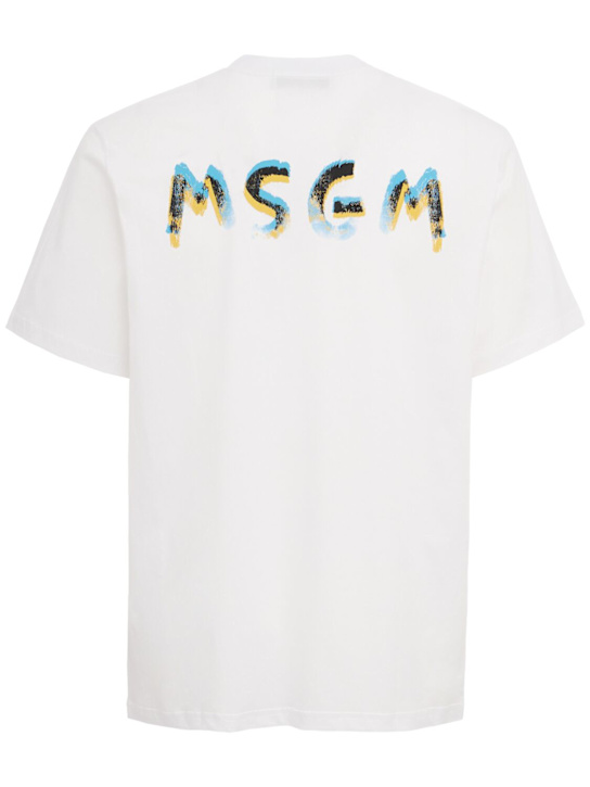 MSGM: Logo printed cotton t-shirt - 白色 - men_1 | Luisa Via Roma