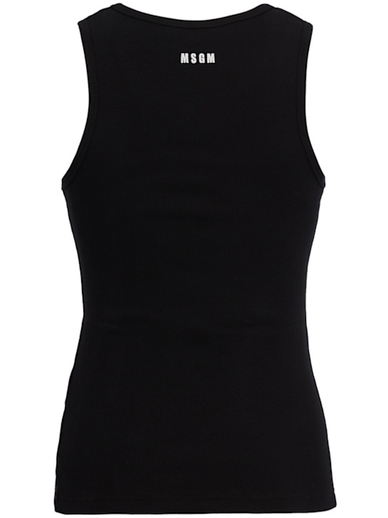 MSGM: Logo cotton blend tank top - 黑色 - men_1 | Luisa Via Roma