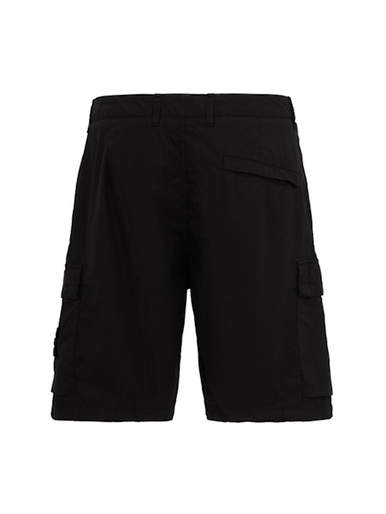 Stone Island: Logo cotton regular shorts - Black - men_1 | Luisa Via Roma