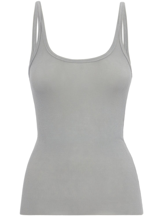 MSGM: Ribbed stretch viscose tank top - Grau - women_0 | Luisa Via Roma