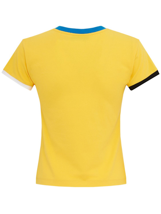 MSGM: Cotton blend t-shirt - 黄色 - women_1 | Luisa Via Roma