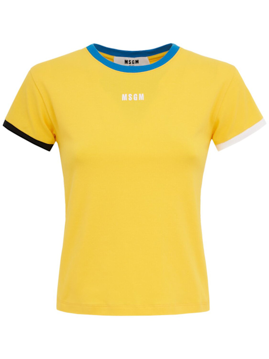 MSGM: Cotton blend t-shirt - 黄色 - women_0 | Luisa Via Roma