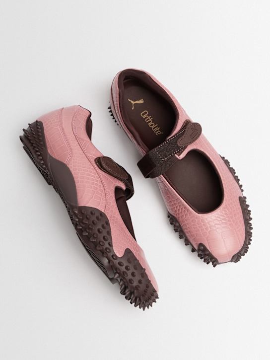 PUMA: Mostro Fey croc embossed sneakers - Poised Pink - women_1 | Luisa Via Roma