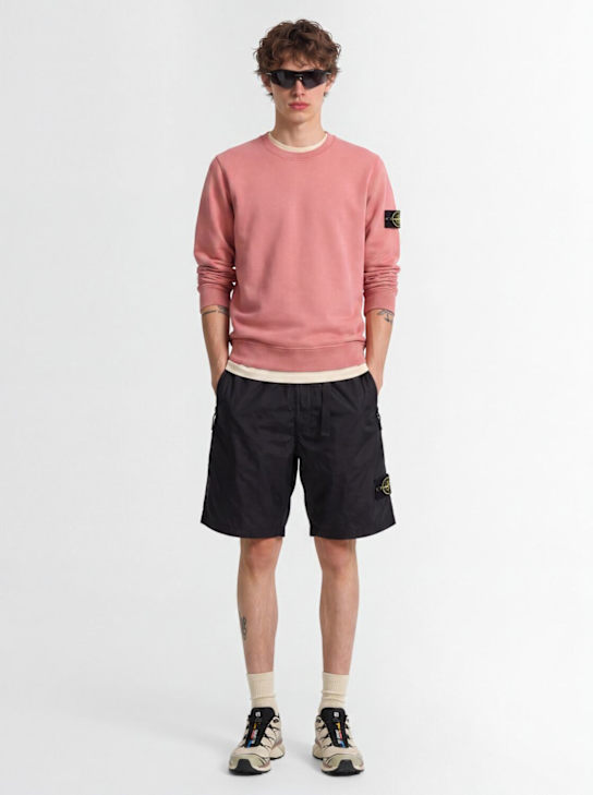 Stone Island: Logo cotton crewneck sweatshirt - Oleander - men_1 | Luisa Via Roma