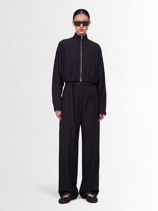 Time: Pleated cotton blend barrel pants - Black - women_1 | Luisa Via Roma