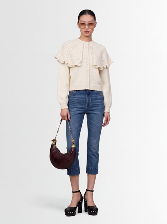 Chloé: Stonewash cotton denim shorts - Blue - women_1 | Luisa Via Roma