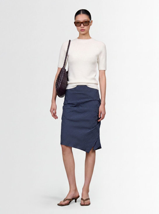Time: Ruched cotton blend skirt - Indigo(greenish - women_1 | Luisa Via Roma