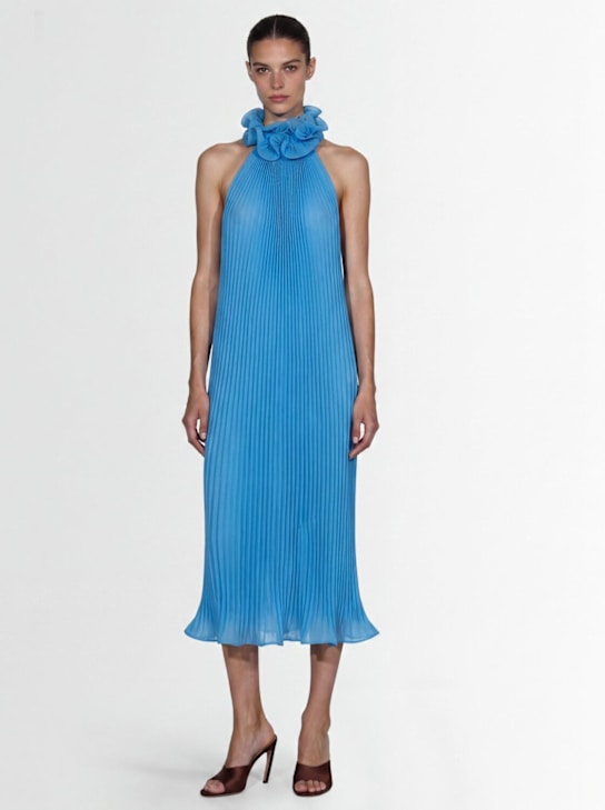 Rowen Rose: Pleated georgette long dress - 浅蓝色 - women_1 | Luisa Via Roma