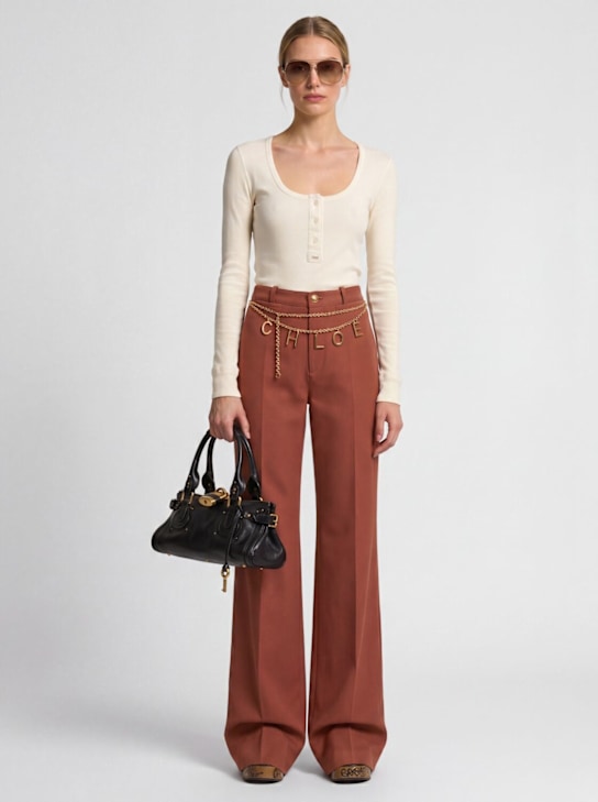 Chloé: Ribbed cotton jersey long sleeve top - White - women_1 | Luisa Via Roma