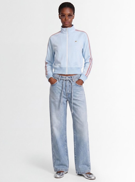 Fiorucci: Angel patch cropped track jacket - ブルー - women_1 | Luisa Via Roma