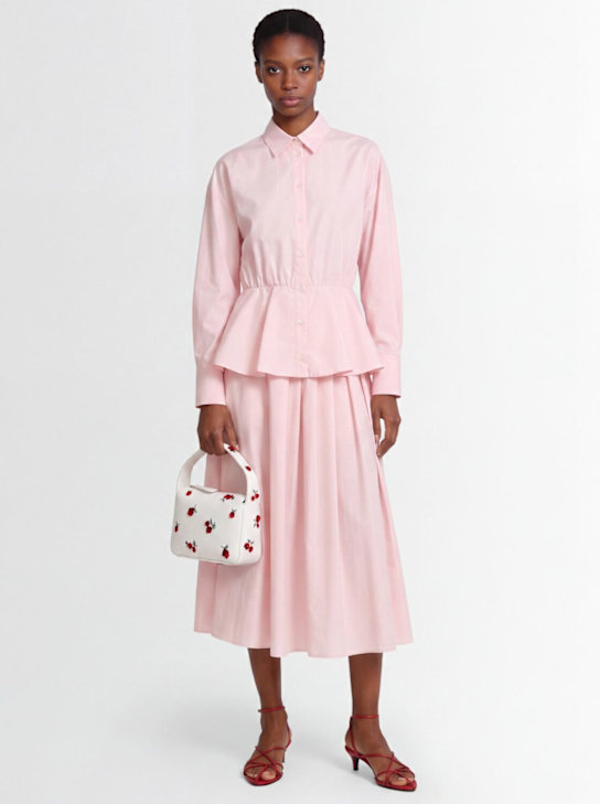 MSGM: Cotton poplin shirt w/ peplum - Pink - women_1 | Luisa Via Roma