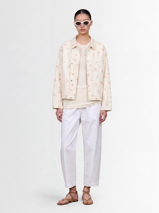 MSGM: Floral printed denim jacket - 白色/多色 - women_1 | Luisa Via Roma