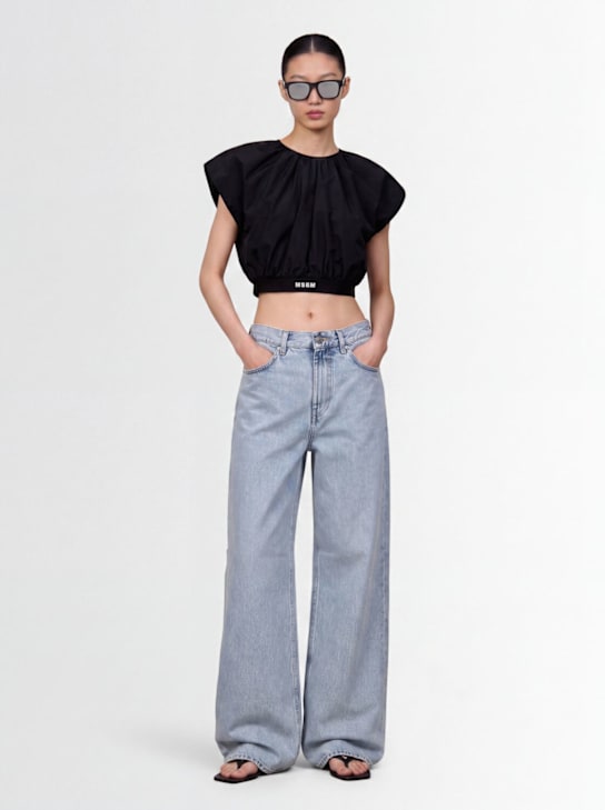 MSGM: Logo crop top - 黑色 - women_1 | Luisa Via Roma