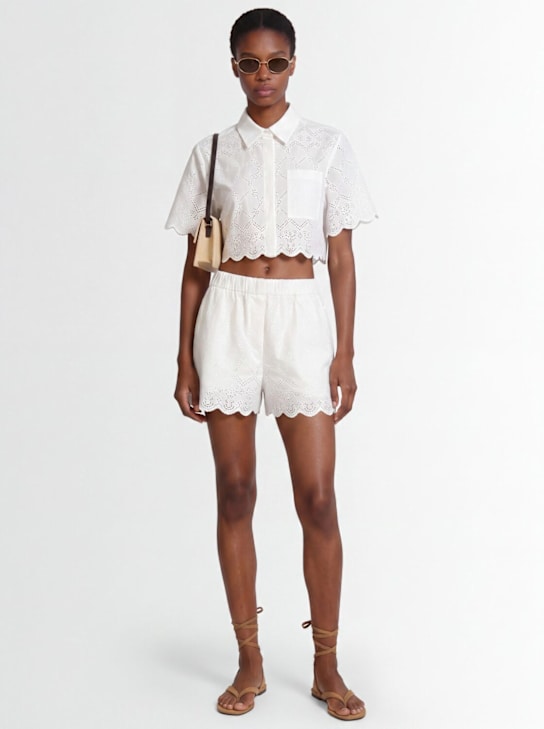 MSGM: Cropped eyelet lace shirt - White - women_1 | Luisa Via Roma