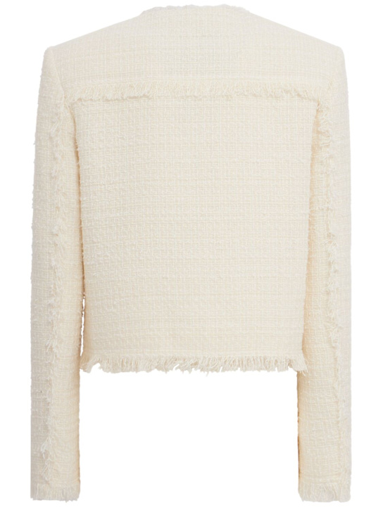 MSGM: Fringed bouclé blazer - Off White - women_1 | Luisa Via Roma